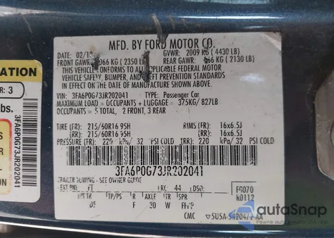 2018 Ford Fusion S z USA, uszkodzony, nr VIN 3FA6P0G73JR202041